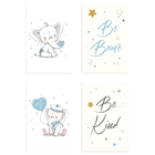 Placas Decorativas Elefante Azul Para Quarto 20x30cm Kit 4un
