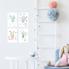 Placas Decorativas Menina e Flores MDF 20x30cm Kit 4un