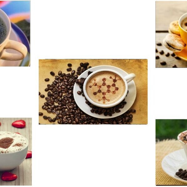 Placas Decorativas Quadros  20x30 Em Mdf Kit 5 Placas Café -