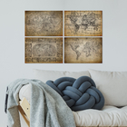 Placas Decorativas Vintage Mapas Antigos 30x40cm Kit 4un