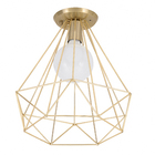 Plafon 1 Lâmpada Dourado Metal Aramado Pantoja&Carmona