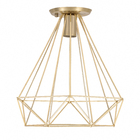 Plafon 1 Lâmpada Dourado Metal Aramado Pantoja&Carmona