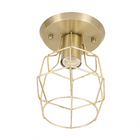 Plafon 1 Lâmpada Dourado Metal Aramado Pantoja&Carmona