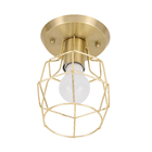 Plafon 1 Lâmpada Dourado Metal Aramado Pantoja&Carmona