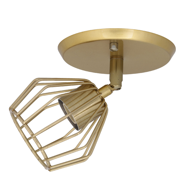 Plafon 1 Lâmpada Dourado Metal Aramado Pantoja&Carmona