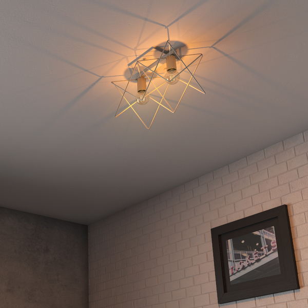 Plafon 2 Lâmpadas Branco Metal Zaggy Pantoja&Carmona