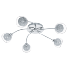 Plafon Aço Cromado Vidro Transparente Alumínio 5 Luzes  G9