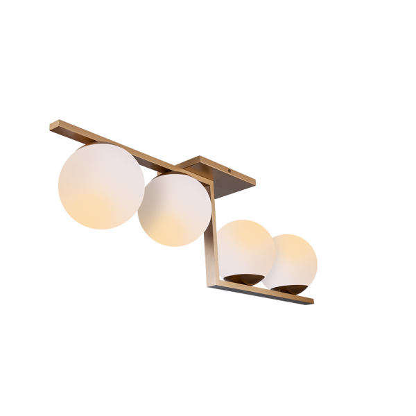 Plafon Assimétrico Industrial Com Globo Leitoso Fosco Havana