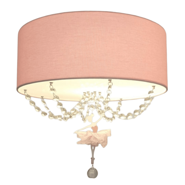 Plafon Bailarina Rosa 30x15 Com Cristal 2 Em 1