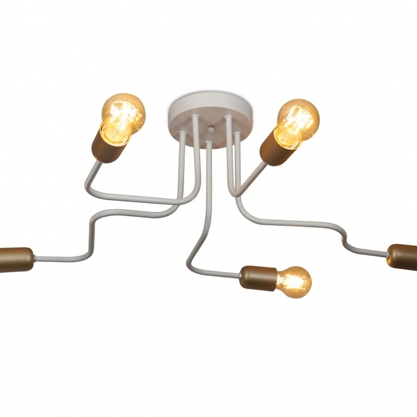 Plafon Bently 722/5 Branco Fosco Com Dourado (75x15x50) Lampa