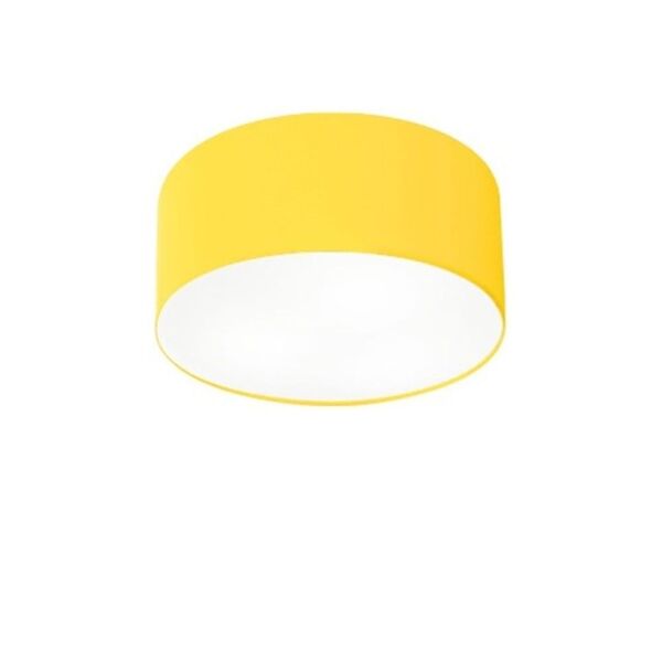 Plafon Cilíndrico Md-3010 Cúpula Em Tecido 30x12cm Amarelo -