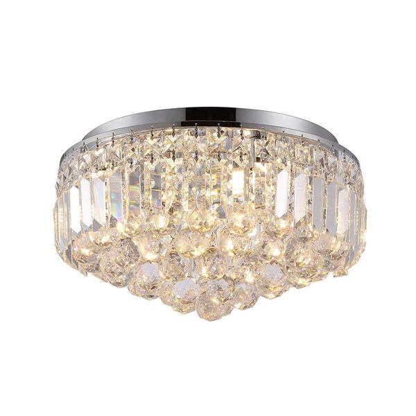 Plafon com Cristais Bella KRI Transparente com Acabamento Cro