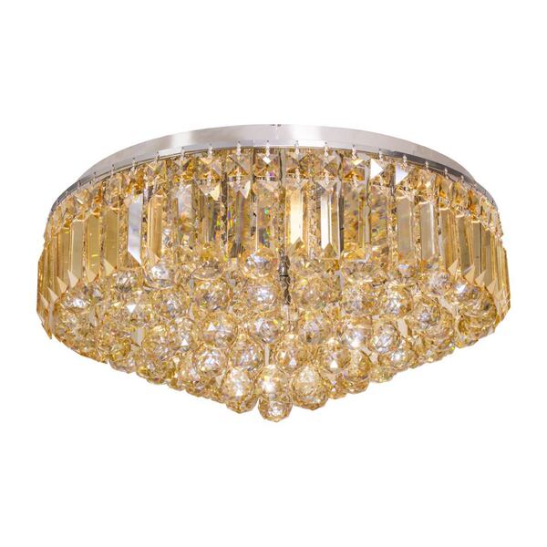 Plafon Cristal Kri 54cm Bella Âmbar + 9 Lampadas Led G9 5w 30
