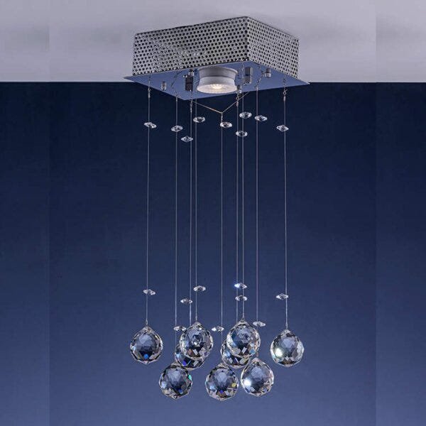 Plafon Cristal Para 1 Lâmpada Gu10 Retangular Cristal Ball Br