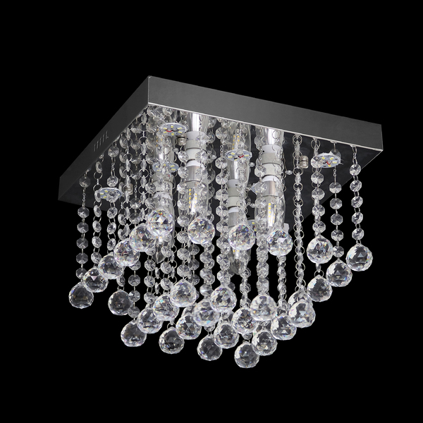 Plafon Crystal M Quadrado Cristal Transparente Bivolt