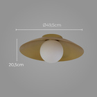 Plafon Cuia Sobrepor Dourado Opalino 49,5cm P/ LED E27 Bella