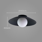 Plafon Cuia Sobrepor Preto Opalino 49,5cm P/ Led E27 Bella St