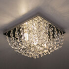Plafon de Cristal legítimo quadrado lustre 20x20cm p/ 3 G9 st