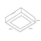 Plafon de Sobrepor Led Quadrado Valencia de 16W - 26X26 cm  Preto - 3000K - Bivolt - Luz Amarela