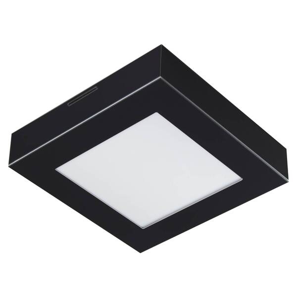 Plafon de Sobrepor Led Quadrado Valencia de 16W - 26X26 cm  Preto - 3000K - Bivolt - Luz Amarela