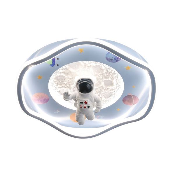 Plafon De Sobrepor Infantil Astronauta Azul 48cm Led 22w 3 Em