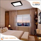 Plafon De Sobrepor Quadrado Preto Abs Makled - 24w