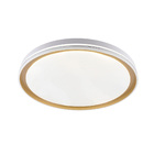 Plafon De Sobrepor Redondo Acrilico Branco E Dourado 40cm Led