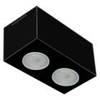 Plafon de Sobrepor Retangular Granada com Difusor Preto para  02 Lâmpadas Par 20 ou Bulbo Led E-27  A60 9W - 21X11 cm
