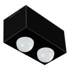 Plafon de Sobrepor Retangular Granada com Difusor Preto para  02 Lâmpadas Par 20 ou Bulbo Led E-27  A60 9W - 21X11 cm