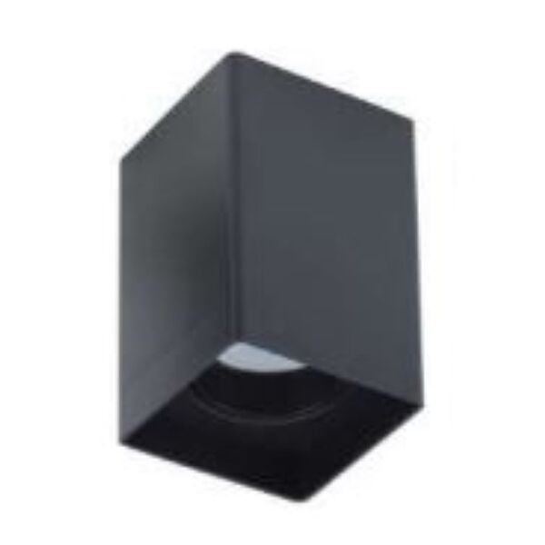 Plafon Dicróica Simples Quadrado Preto Em Abs 8x8x12,5cm