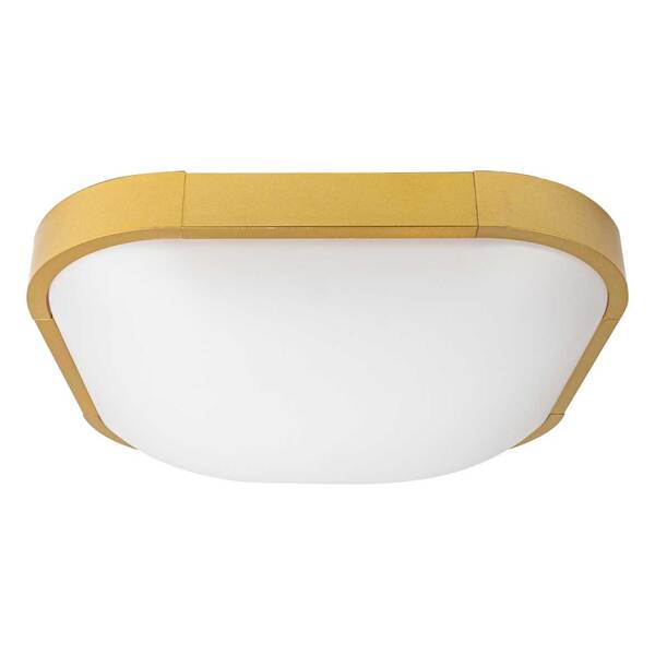 Plafon Enzo Ouro Quadrado 30cm Starlux Zr075 + 2 Led E27 3000