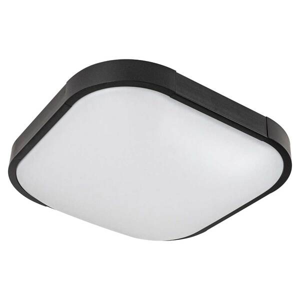 Plafon Enzo Preto Quadrado 30cm Starlux Zr075 + 2 Led E27 300