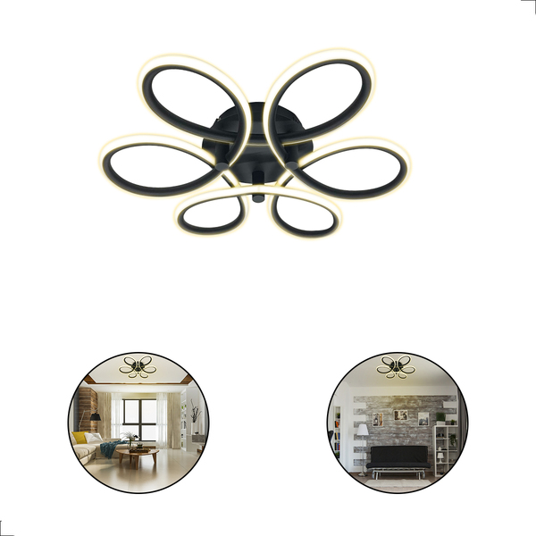 Plafon Girassol 28w Led 3000k Bivolt Preto Preto