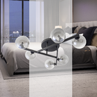 Plafon Grape Preto 6 Globos Vidro + 6x G9 Branco Frio Starlux