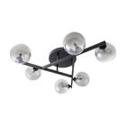 Plafon Grape Preto 6 Globos Vidro + 6x G9 Branco Quente Starl