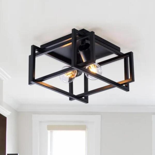 Plafon Industrial Moderno Metálico Para 2 Lâmpadas - E-27 - P