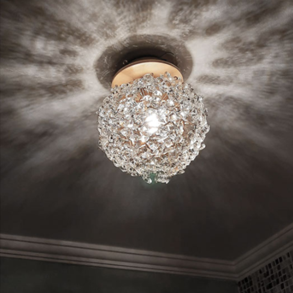 Plafon Iris Metal Dourado Cristal 14mm17x50x50 1g9