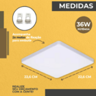 Plafon Led 36w Borda Infinita Quadrado Sobrepor Ou Embutir 60