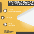 Plafon Led 36w Borda Infinita Quadrado Sobrepor Ou Embutir 60