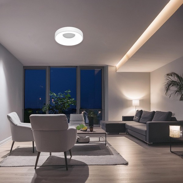 Plafon luz integrada ampla branca para ambiente residencial Inspire