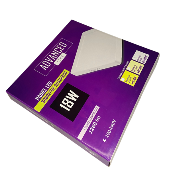 Plafon Led De Sobrepor 18w Quadrado 6500k Bivolt - Luz Branca