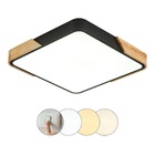 Plafon LED Quadrado Preto 40cm Madeira Wood Hevvy