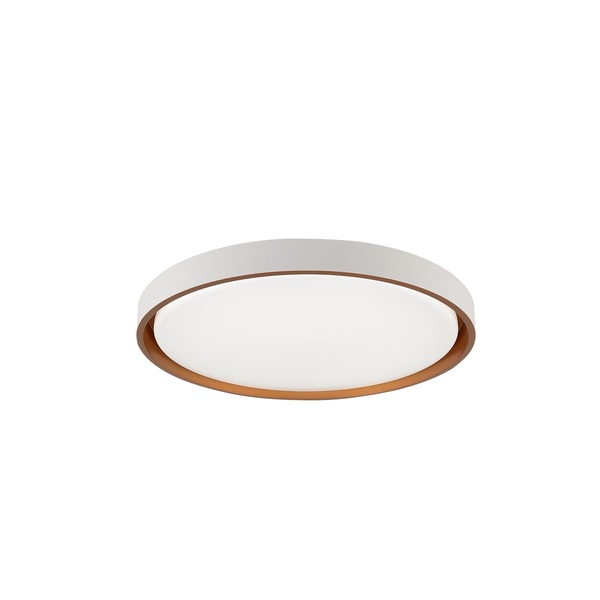 Plafon LED Redondo Branco e Dourado 41cm Plástico e Aço Montana Hevvy