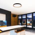 Plafon LED Redondo Preto e Dourado 51cm Plástico e Aço Montana Hevvy