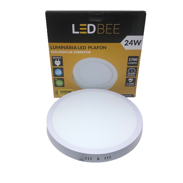 Plafon Led Sobrepor Redondo 24w Amarela Ledbee