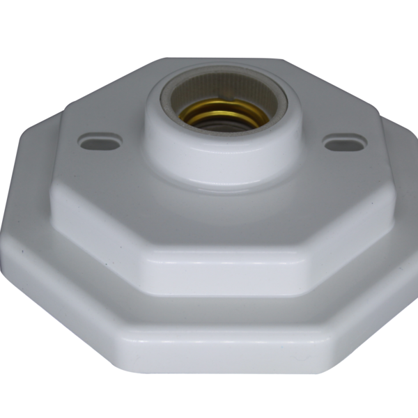 Plafon Luminária Branco Octagonal Bocal Porcelana