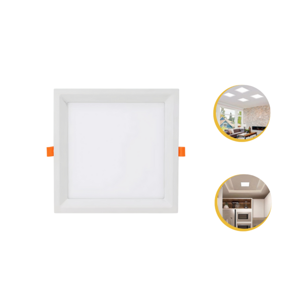Plafon Luminaria Painel Quadrado De Led 24w 30cm Bco Ou Pto -