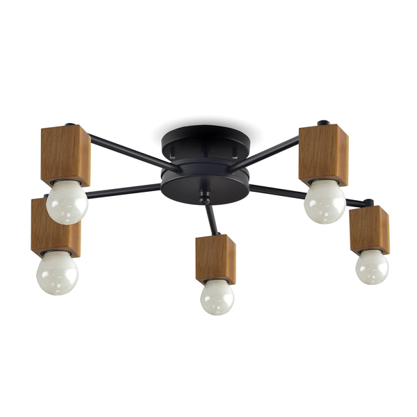 Plafon Luminária Sobrepor Moderno 5 Bocal Preto 7415