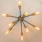 Plafon Lustre Atom Sputnik Preto com Cobre 80cm  para 9 Lâmpa