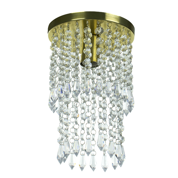 Plafon Lustre De Cristal Acrilico Spark Redondo Dourado